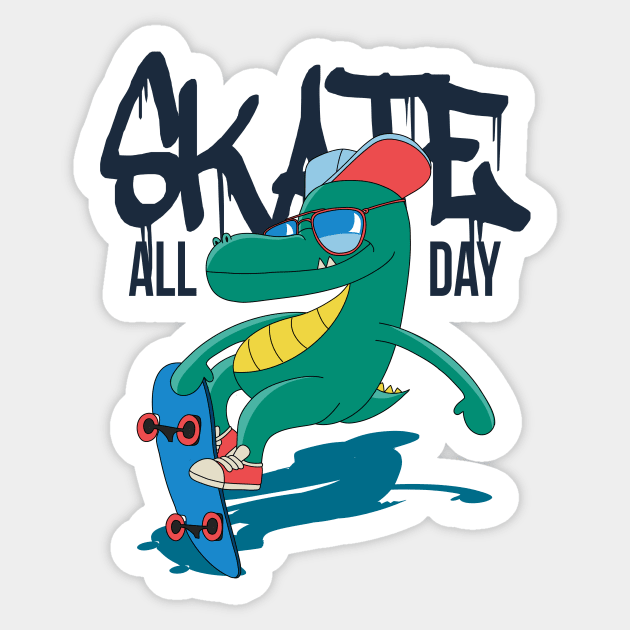 Skate dino Sticker by D3monic